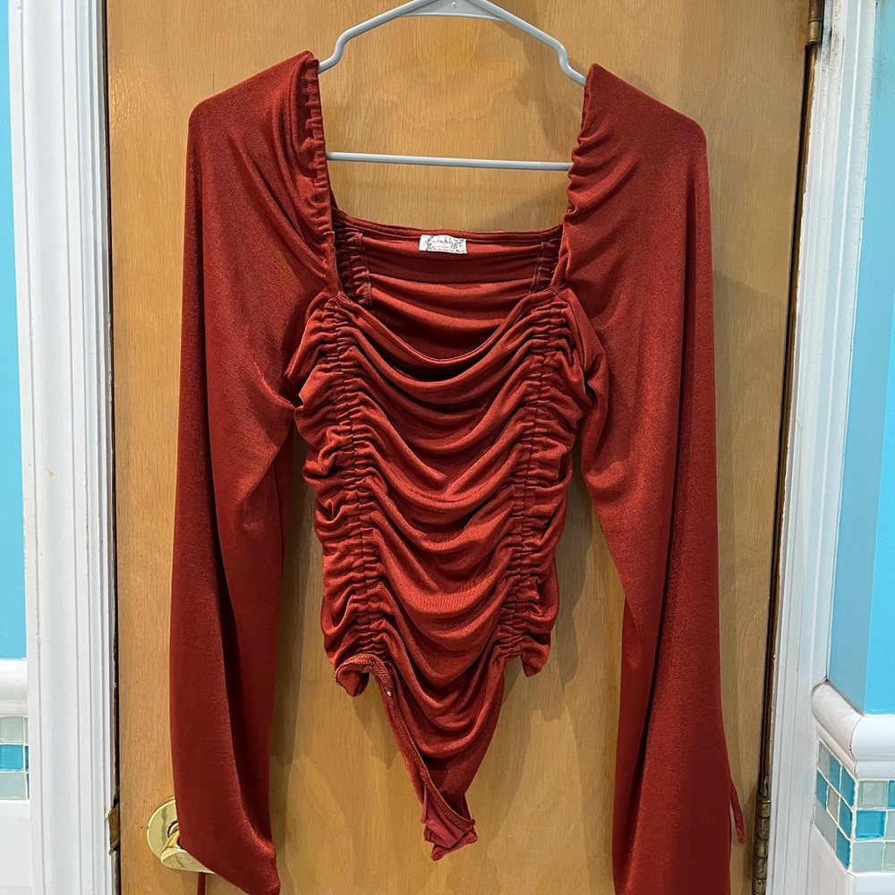 Free People Meant To Be bodysuit in cherry chai